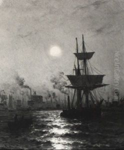 New York Harbour At Night by Mauritz F. H. de Haas