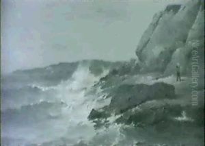 Fisherman On A Rocky Coast/ A Northeast Coastal View by Mauritz F. H. de Haas