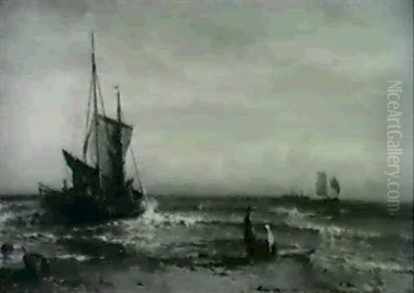 Fisherfolk On The Shore - view 1