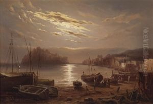 Abend Im Fischerdorf, Blick Auf Eine Vorgelagerte Insel by Carl Friedrich Moritz Emil von Haase