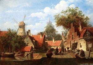 Entree De Village En Hollande by Willem de Haas-Hemken