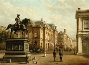 Figures By The Palace Noordeinde by Willem de Haas-Hemken