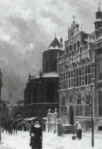 Gezicht Op Het Haagse Stadhuis Aan De Groenplaats by Willem de Haas-Hemken