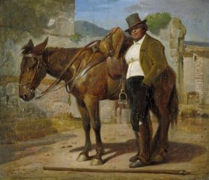 Cicerone Mit Zylinder, Lanze Und Pferd by Nicolai Francois Habbe