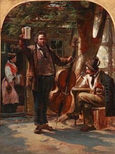 Musikanter Uden For En Kro by Nicolai Francois Habbe