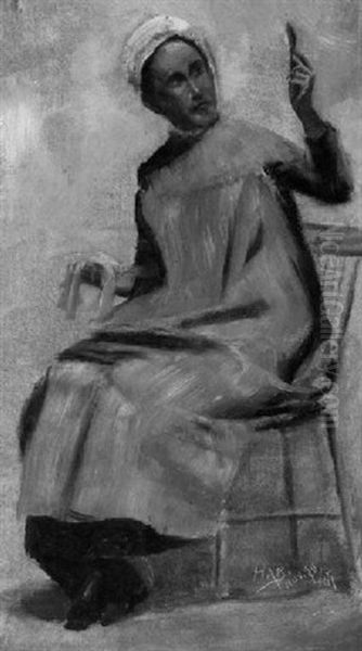 Seated Woman Polishing A Spoon - view 1