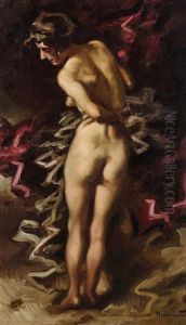 Weiblicher Akt In Ruckansicht by Hugo von Habermann the Elder
