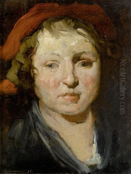 Portrait Einer Frau Mit Rotem Hut - view 1