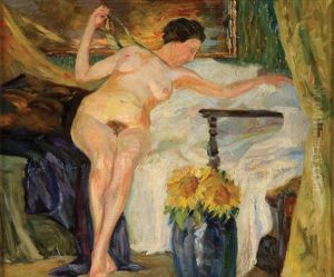 Reclining Nude With Sunflowers