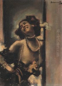Frau Mit Perlenkette Frau Mit Perlenkette