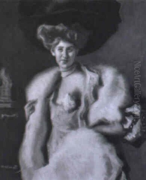 Dame Mit Hut Und Pelzstola - view 1
