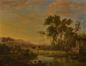Southern Landscape With Shepherds And Cattle