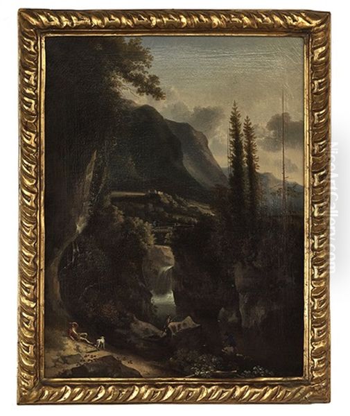 Figures In A Mountainous Landscape - view 1
