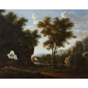 Rocky Landscape With Figures And Mill
