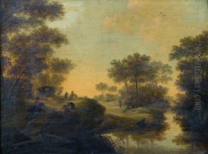 Cavaliers Et Carrosse Le Long D"une Riviere by Jan Hackaert
