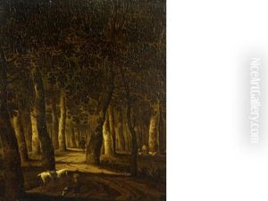 Travellers In A Wood by Jan Hackaert
