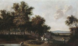Landschaft Mit Jagdgesellschaft by Jan Hackaert