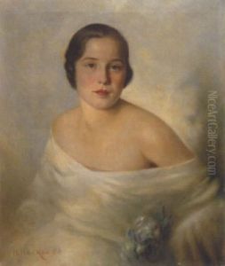 Bildnis Einer Jungen Dame Mit Weisen Abendkleid by Adolf Hacker