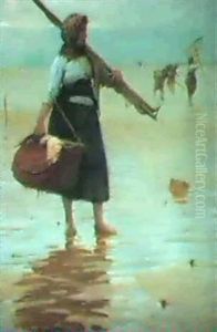 Fisherwoman By The Sea by Arthur Hacker