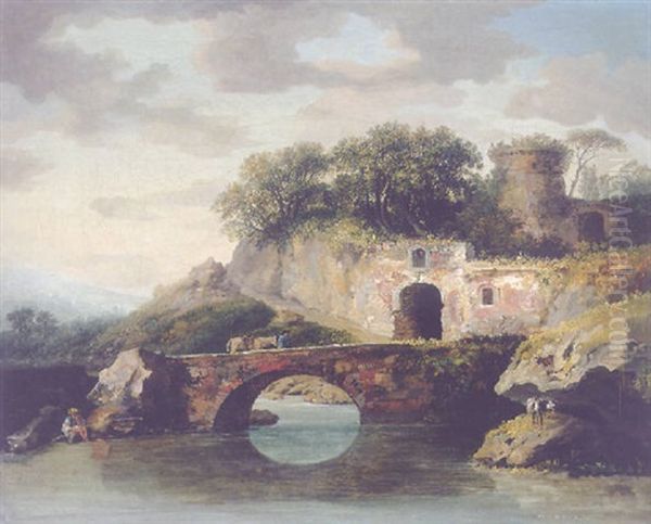 Flusbrucke Mit Angler - view 1