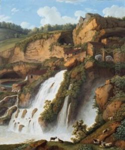 The Waterfall At Anitrella, With Goats Grazing Nearby