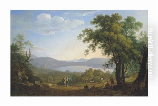 Aeneas And The Cumaean Sibyl, Lake Avernus Beyond - view 1