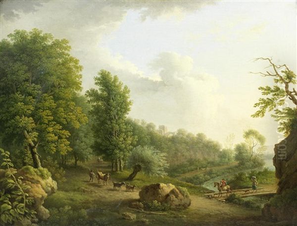 An Extensive River Landscape With Travellers On Horseback; And A Wooded River Landscape (2) - view 1
