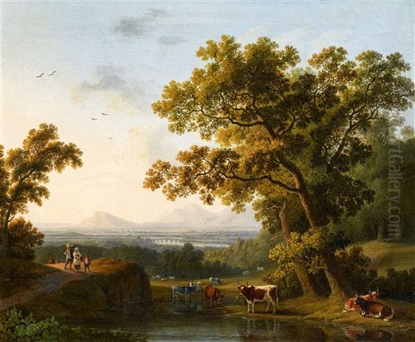 Italian River Landscape With A View Of The Tiber Valley North Of Rome - view 1