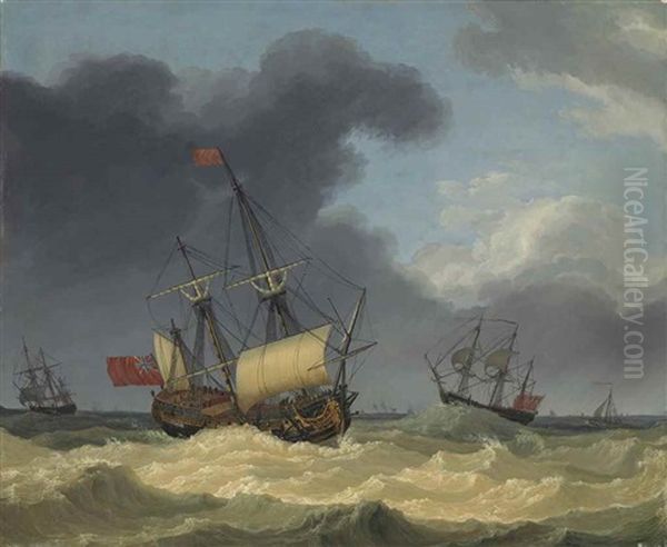 English Frigates In Choppy Water, With Other Boats Beyond - view 1