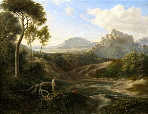 An Extensive Italianate Landscape With Figures In The Foreground - view 1