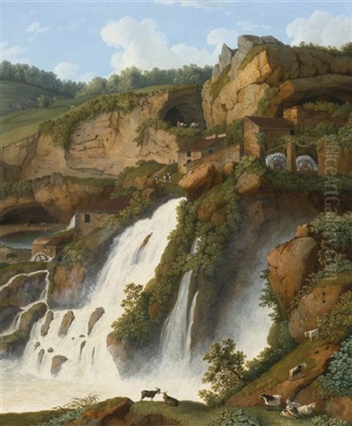 View Of The Waterfall At Anitrella With Goats Grazing Nearby - view 1
