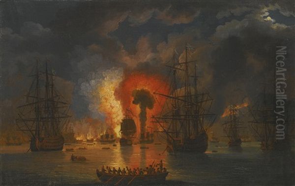 The Destruction Of The Turkish Fleet In The Battle Of Chesme 6- 7 July - view 1