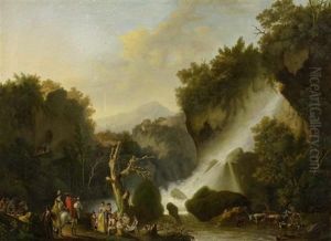 Ansicht Auf Tivoli Mit Reisenden Ansicht Auf Tivoli Mit Reisenden