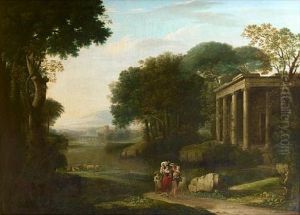 Shepherd And Shepherdesses In An Italianate Landscape by Jacob Philipp Hackert
