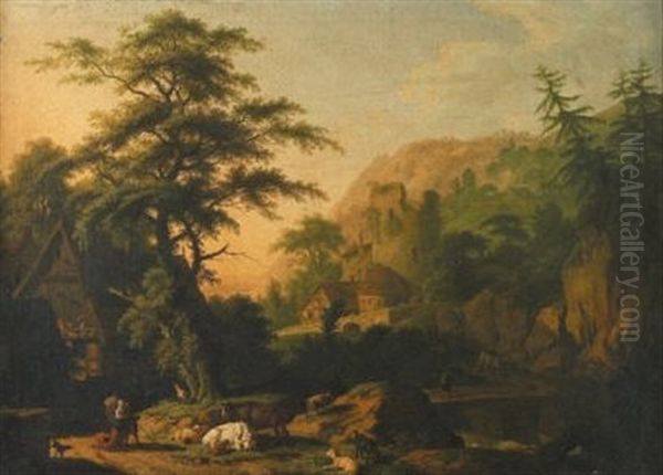 Paysage De Montagne Et Troupeau - view 1
