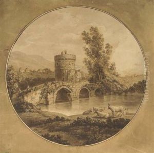 Sudliche Landschaft Mit Brucke Und Rundem Turm