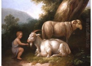 Knabe Mit Ziegenbock Und Schaf by Jacob Philipp Hackert