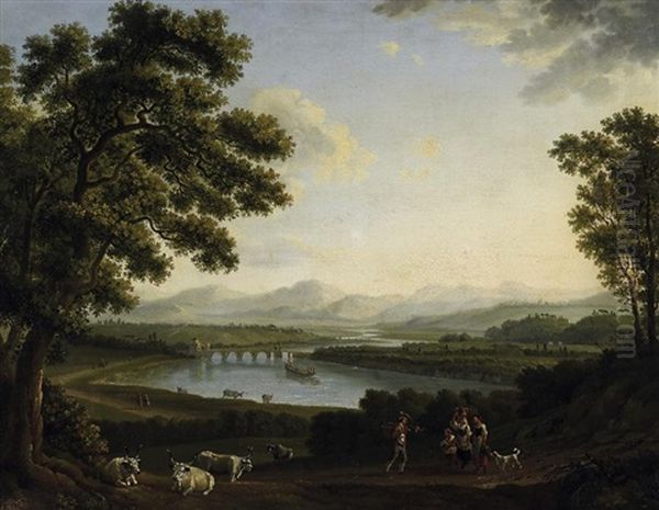 Blick Auf Das Tibertal Und Die Milvische Brucke In Rom - view 1
