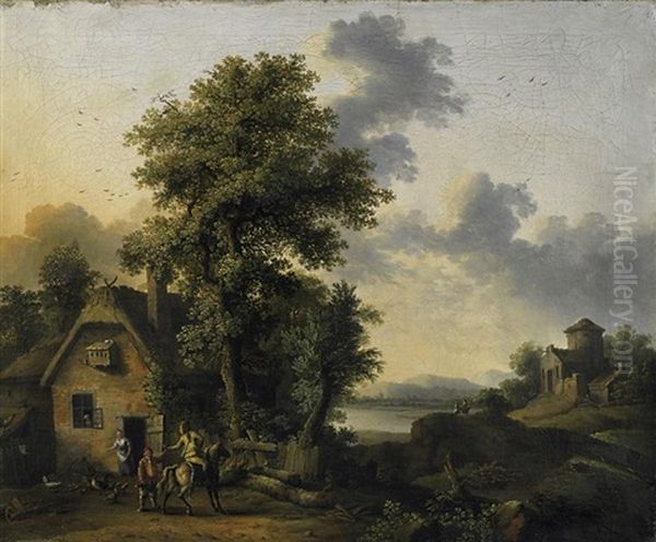 Fluslandschaft Mit Bauernhaus Und Reiter - view 1