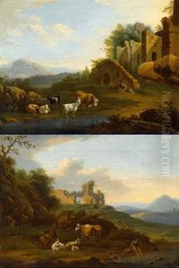 Landschaft Mit Hirten Und Ruinen (+ Another, Similar; Pair) by Jacob Philipp Hackert