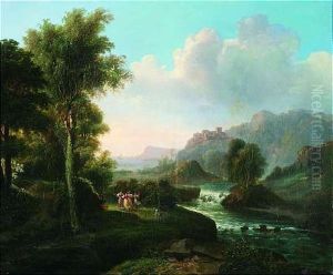 Sudliche Kustenlandschaft Mit Tanzenden Madchen