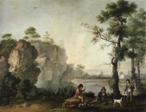 Rastende Jager An Einem Flus by Jacob Philipp Hackert