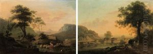 A Shepherdess Fording Sheep Through A River A Shepherdess Fording Sheep Through A River