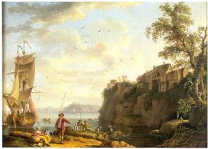 Pecheurs Pres D'un Navire Amarre by Jacob Philipp Hackert