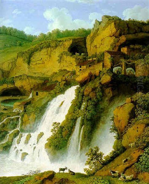 A View Of The Waterfall At Anitrella With Goats Grazing Nearby - view 1