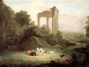 A Shepherd With A Herd In A Landscape by Jacob Philipp Hackert