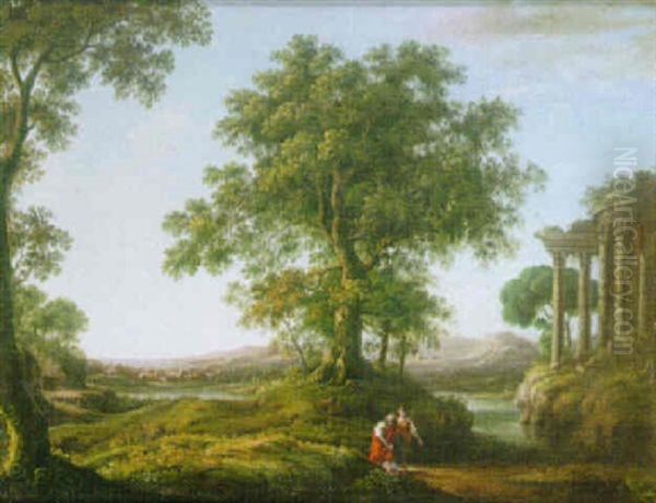 Classical Landscape With Figures Beside Ruins - view 1