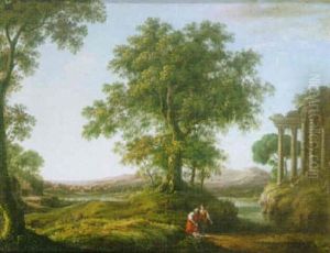 Classical Landscape With Figures Beside Ruins