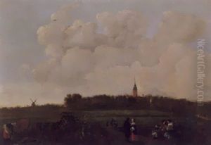 Landschaft Mit Vornehmer Gesellschaft Und Bauern