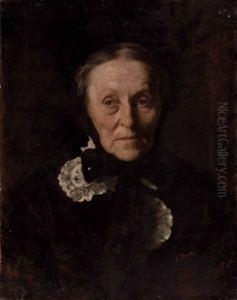 Bildnis Einer Alteren Frau In Schwarzer Bekleidung by Gabriel Von Hackl
